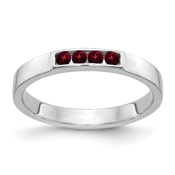 14k White Gold 4-stone Garnet Band - Birthstone Company