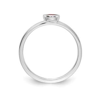 14k White Gold Bezel-set Marquise Garnet Ring, Size 7 - Birthstone Company