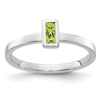 14k White Gold Bezel-set Peridot Ring