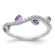 14k White Gold Diamond and Pear Amethyst Curved Ring - Birthstone Company