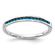 14k White Gold Blue Diamond Channel Band - Birthstone Company