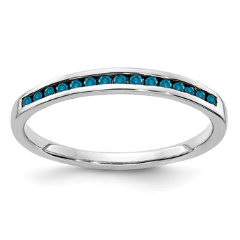14k White Gold Blue Diamond Channel Band - Birthstone Company