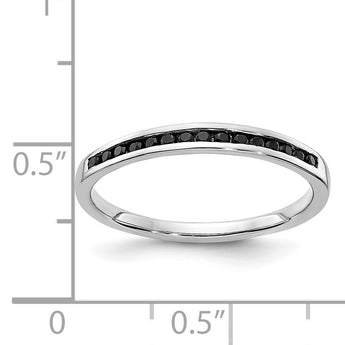 14k White Gold Black Diamond Channel Band - Birthstone Company