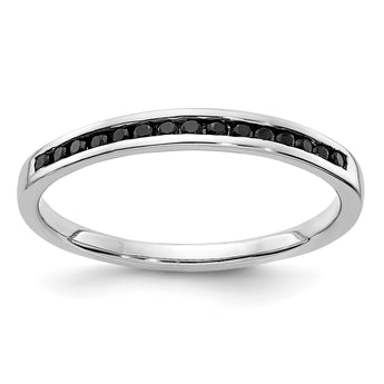 14k White Gold Black Diamond Channel Band - Birthstone Company