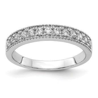 14k White Gold Diamond Beaded Edge Band - Birthstone Company