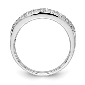 14k White Gold 3-row Diamond Band - Birthstone Company