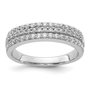 14k White Gold 3-row Diamond Band - Birthstone Company