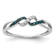 14k White Gold With Blue and White Diamond Twist Ring