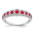 14k White Gold Diamond and Ruby Polished Ring