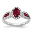 10k White Gold 1/3 carat Lab Grown Diamond VS/SI+ G+ and Oval Lab Created Ruby Ring