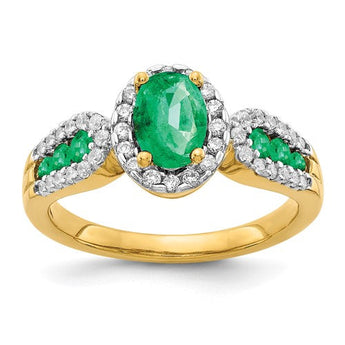 Lab-Created Emerald & Lab-Grown Diamond Ring in 14K Yellow Gold (1/3 ct. tw.), Size 7