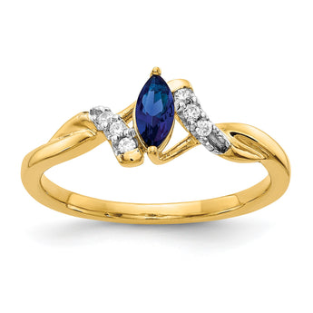 14k Diamond and Marquise Sapphire Ring - Birthstone Company