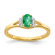 14k Diamond and Oval Emerald Ring - Birthstone Company