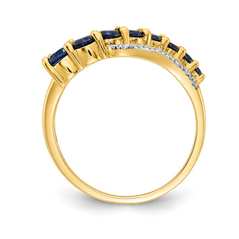 14k WithRhodium Created Ceylon Sapph/Created Sapph/Diamond Ring - Birthstone Company