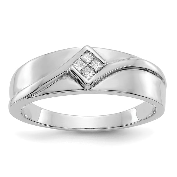 14k White Gold Diamond Mens Ring, Size 10 - Birthstone Company