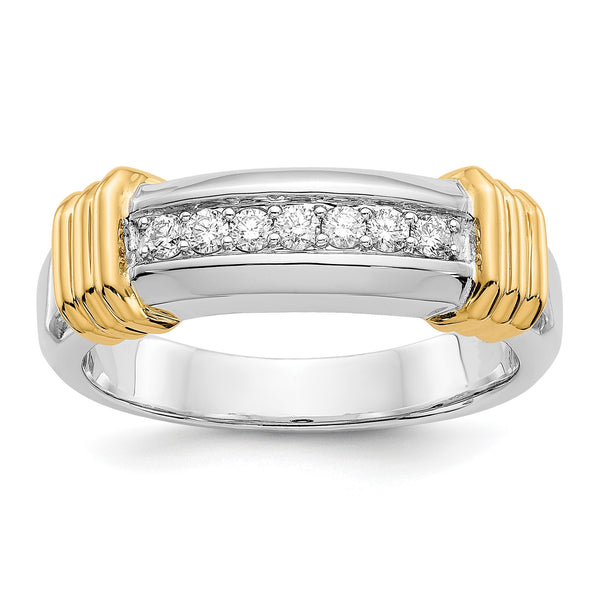 14k Two-tone Diamond Mens Ring, Size 10 - Birthstone Company
