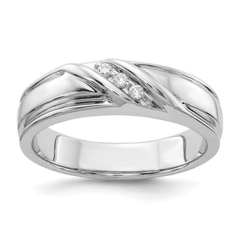 14k White Gold Diamond Mens Ring