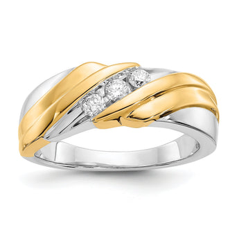 14k Two-tone Diamond Mens Ring