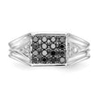 14k White Gold Black and White Diamond Mens Ring, Size 10 - Birthstone Company