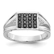14k White Gold Black and White Diamond Mens Ring, Size 10 - Birthstone Company