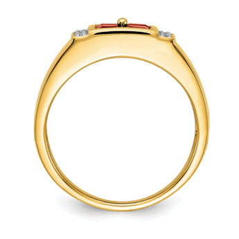 14k Created Ruby and Diamond Mens Ring, Size 10 - Birthstone Company