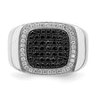14k White Gold Black and White Diamond Mens Ring, Size 10 - Birthstone Company