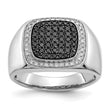 14k White Gold Black and White Diamond Mens Ring, Size 10 - Birthstone Company