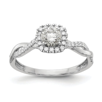 10k White Gold 5/8 carat Lab Grown Diamond VS/SI+ G+ Complete Round Halo Engagement Ring