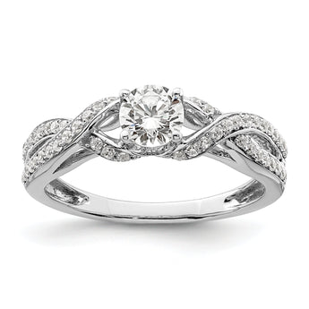 10k White Gold 3/4 carat Lab Grown Diamond VS/SI+ G+ Round Complete Twist Bypass Engagment Ring