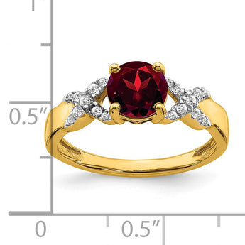 14k Two-tone Garnet and Diamond Ring, Size 7 - Birthstone Company