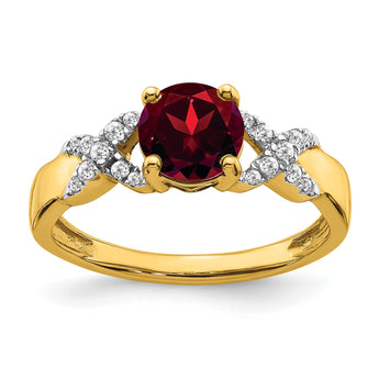 14k Two-tone Garnet and Diamond Ring, Size 7 - Birthstone Company