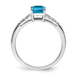14k White Gold Emerald-cut Blue Topaz and Diamond Ring, Size 7 - Birthstone Company