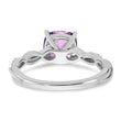 Sterling Silver Rhodium-plated Amethyst and Diamond Ring - Birthstone Company
