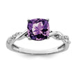 Sterling Silver Rhodium-plated Amethyst and Diamond Ring - Birthstone Company