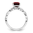 Sterling Silver Rhodium-plated Garnet and Diamond Ring - Birthstone Company