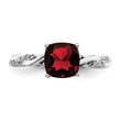 Sterling Silver Rhodium-plated Garnet and Diamond Ring - Birthstone Company