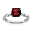 Sterling Silver Rhodium-plated Garnet and Diamond Ring - Birthstone Company
