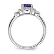 Sterling Silver Rhodium-plated Amethyst and Diamond Ring - Birthstone Company