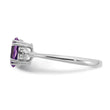 Sterling Silver Rhodium-plated Amethyst and Diamond Ring - Birthstone Company