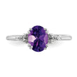 Sterling Silver Rhodium-plated Amethyst and Diamond Ring - Birthstone Company