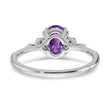 Sterling Silver Rhodium-plated Amethyst and Diamond Ring - Birthstone Company