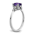 Sterling Silver Rhodium-plated Amethyst and Diamond Ring - Birthstone Company