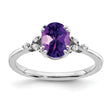 Sterling Silver Rhodium-plated Amethyst and Diamond Ring - Birthstone Company