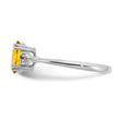 Sterling Silver Rhodium-plated Citrine and Diamond Ring - Birthstone Company