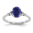 Sterling Silver Rhodium-plated Created Sapphire and Diamond Ring, Size 7 - Birthstone Company