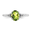Sterling Silver Rhodium-plated Peridot and Diamond Ring - Birthstone Company
