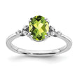 Sterling Silver Rhodium-plated Peridot and Diamond Ring - Birthstone Company