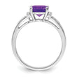 14k White Gold Cushion Amethyst and Diamond Ring, Size 7 - Birthstone Company