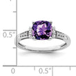 14k White Gold Cushion Amethyst and Diamond Ring, Size 7 - Birthstone Company