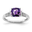14k White Gold Cushion Amethyst and Diamond Ring, Size 7 - Birthstone Company